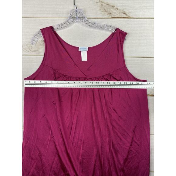 Vtg Vanity Fair Silky Nightgown Sz L Pink Nightie Sleeveless Satin V Neck - Picture 5 of 8